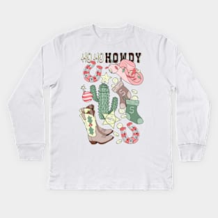 Southwestern Cowgirl Christmas Kids Long Sleeve T-Shirt